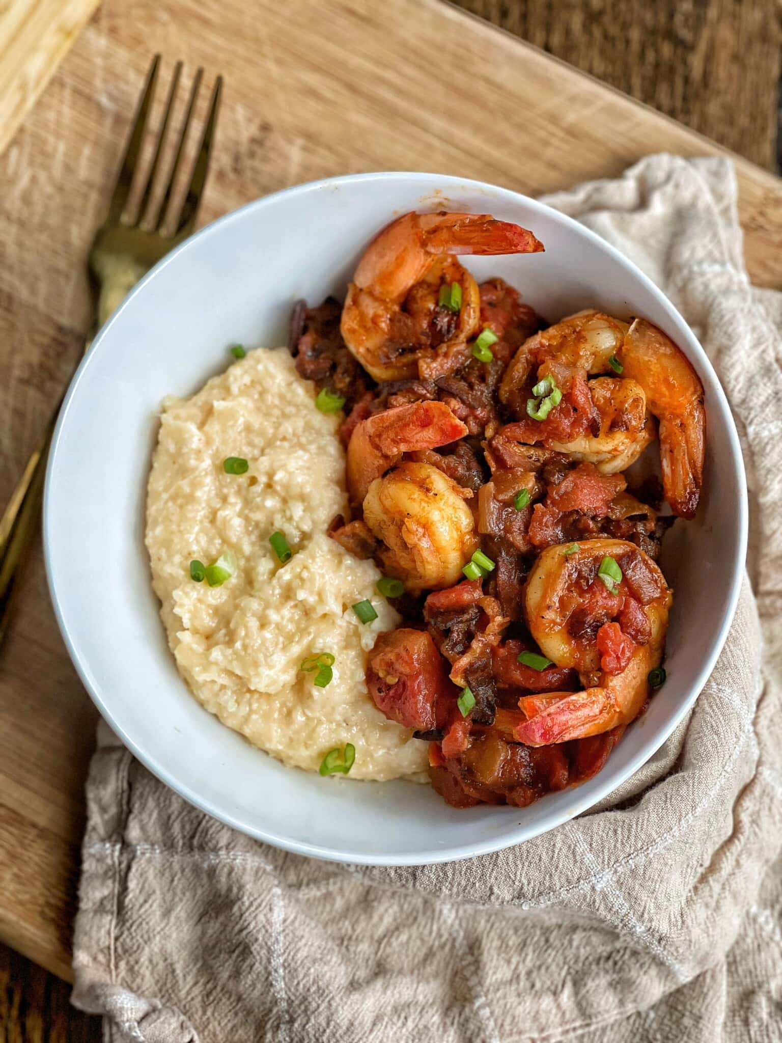 LightenedUp Shrimp and Cheesy Grits Sweet Savory and Steph