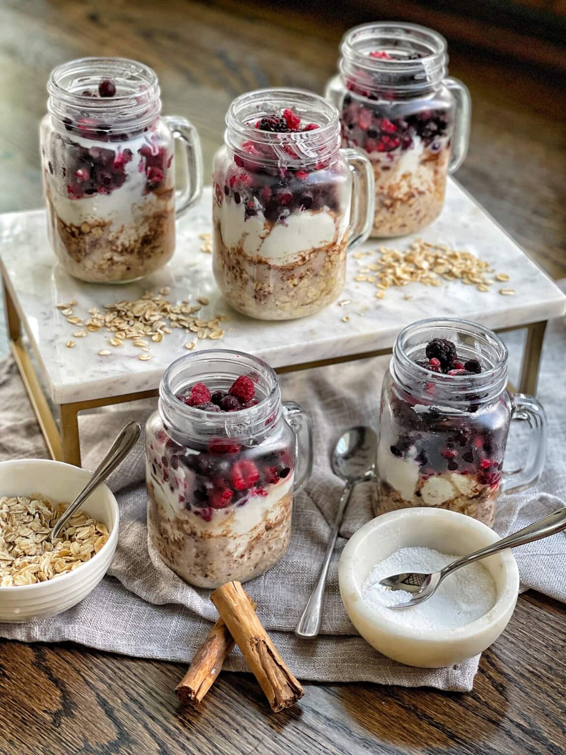 Mixed Berry Overnight Oat and Yogurt Parfaits Sweet Savory and Steph