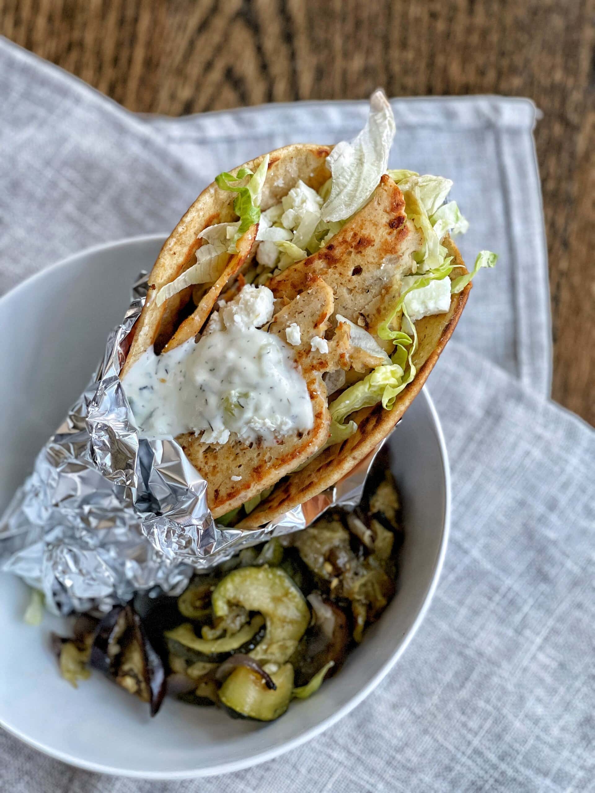 healthy sliced chicken gyro