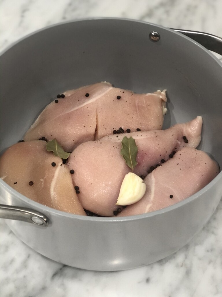 poaching chicken