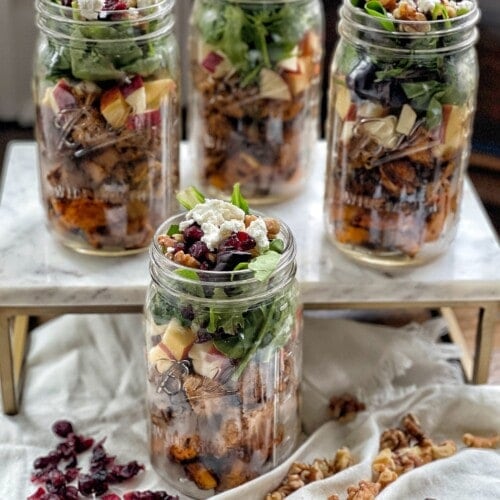 autumn harvest mason jar salads