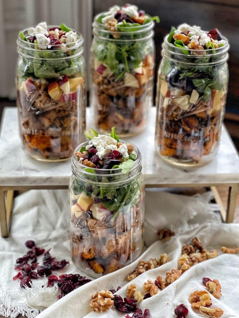 autumn harvest mason jar salads