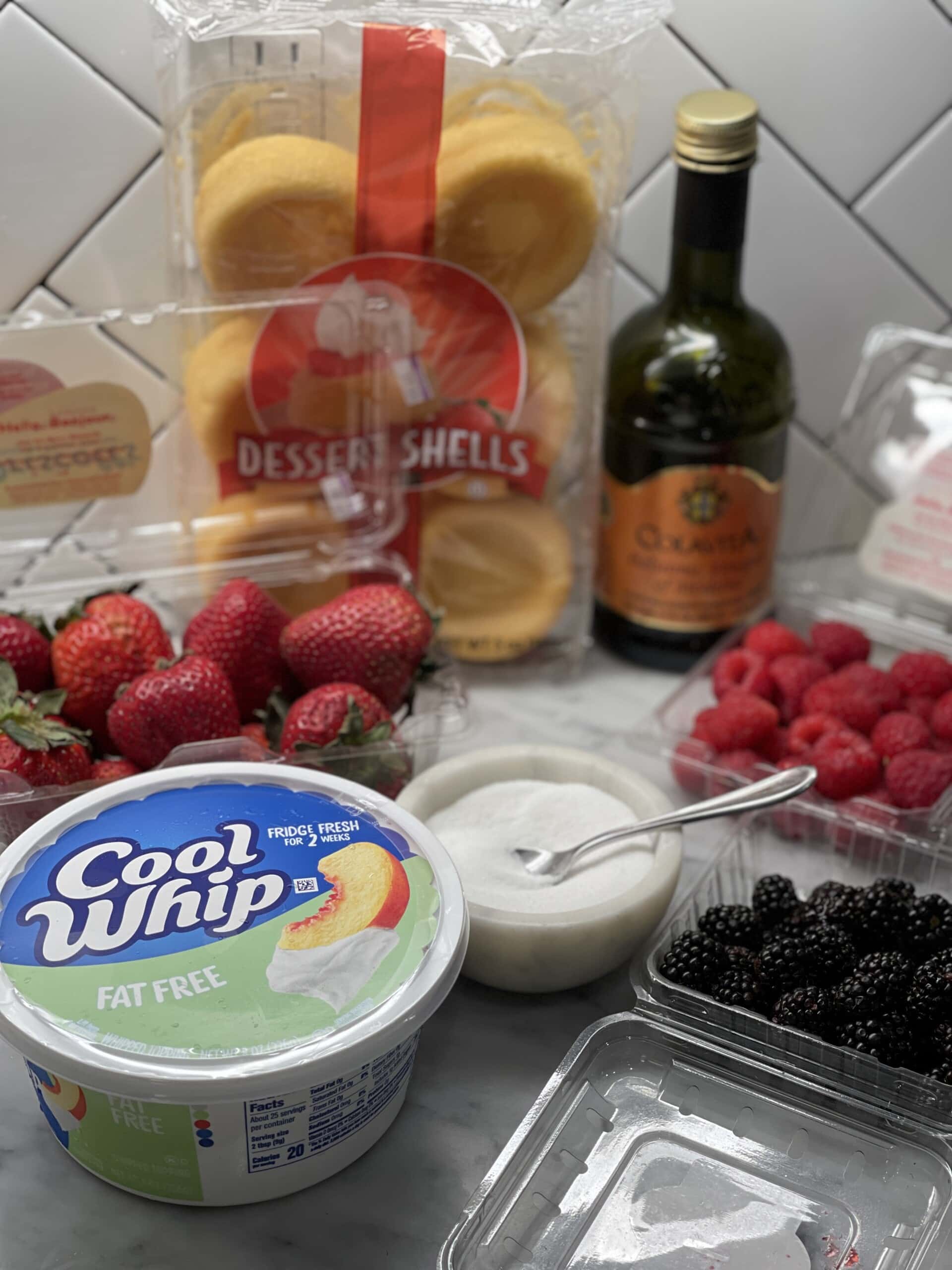 dessert shells with mixed berries