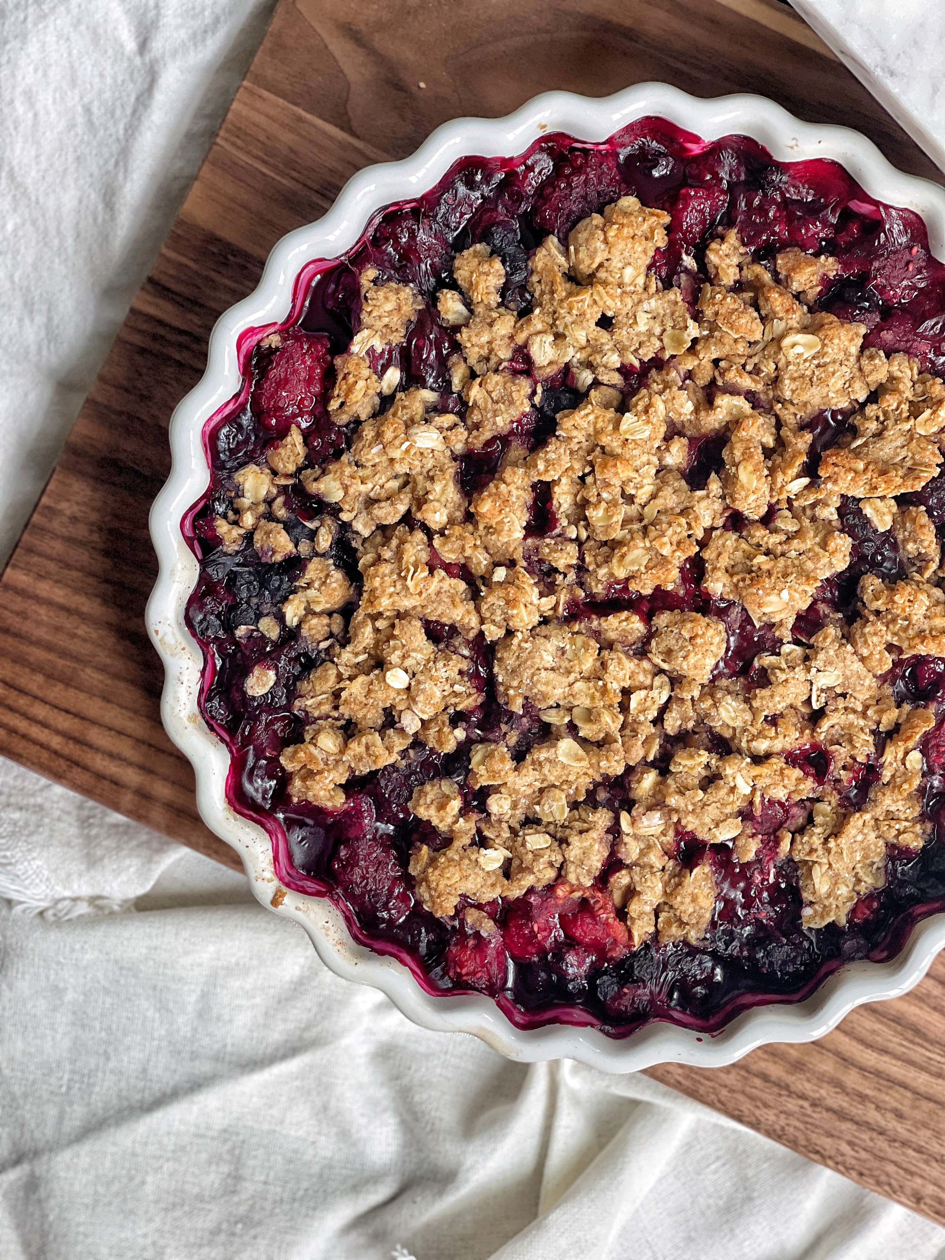 Healthy Baked Berry Crisp Sweet Savory and Steph