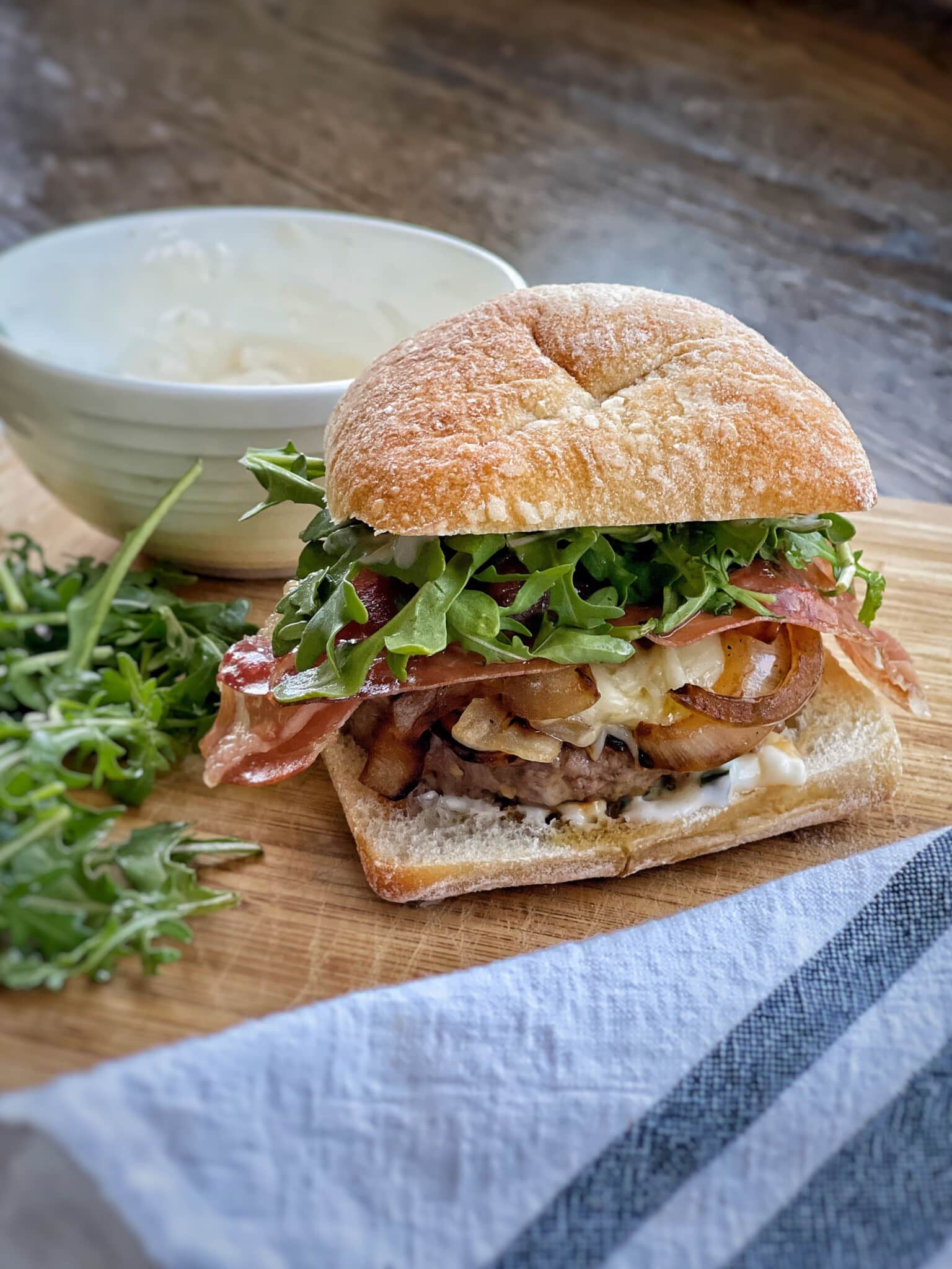 Italian Burger with Crispy Prosciutto - Sweet Savory and Steph