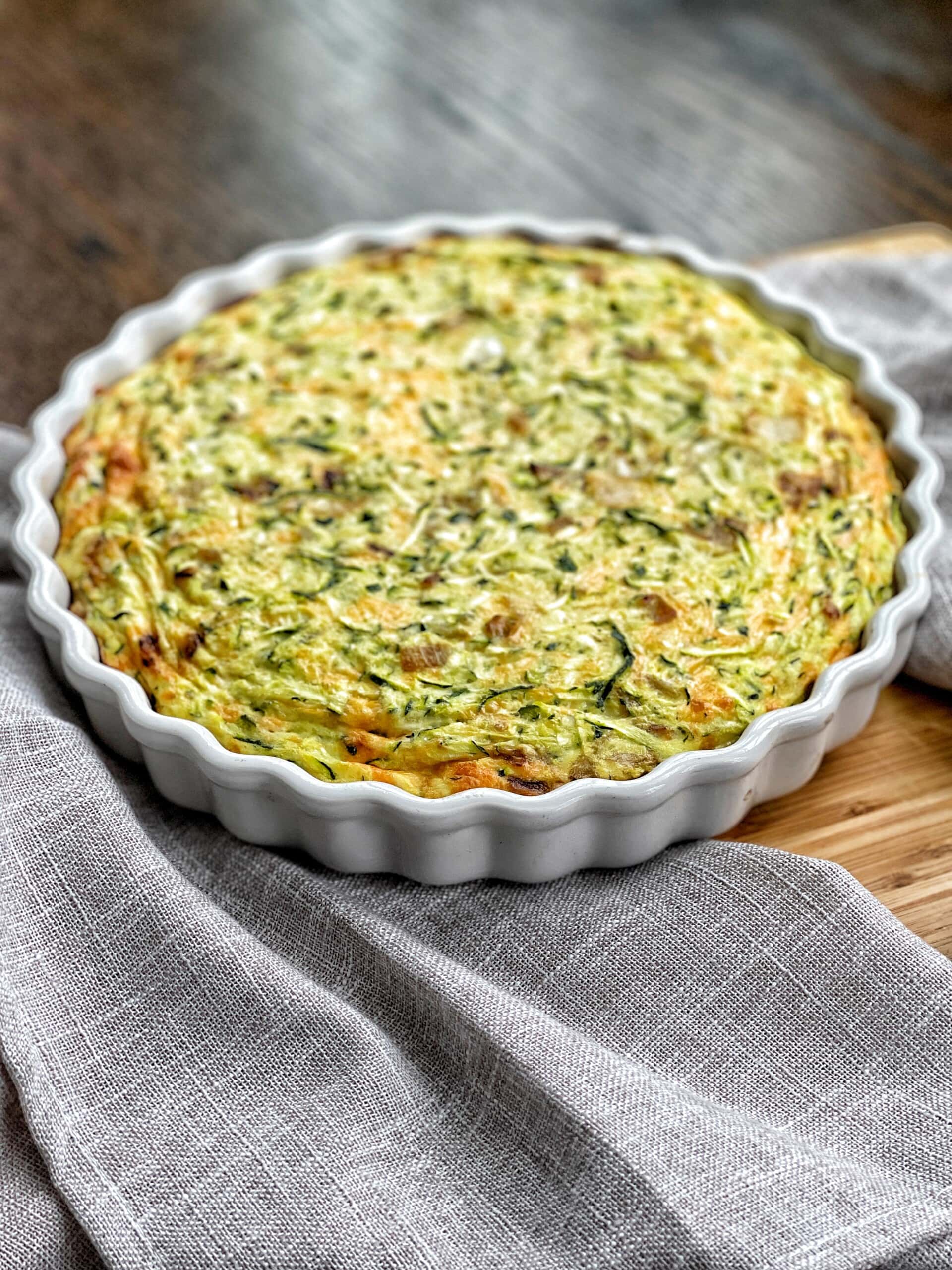 Zucchini Quiche with Hashbrown Crust - Sweet Savory and Steph