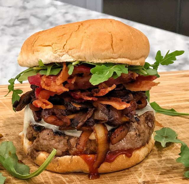 Bacon, Mushroom, Onion and Swiss Burger