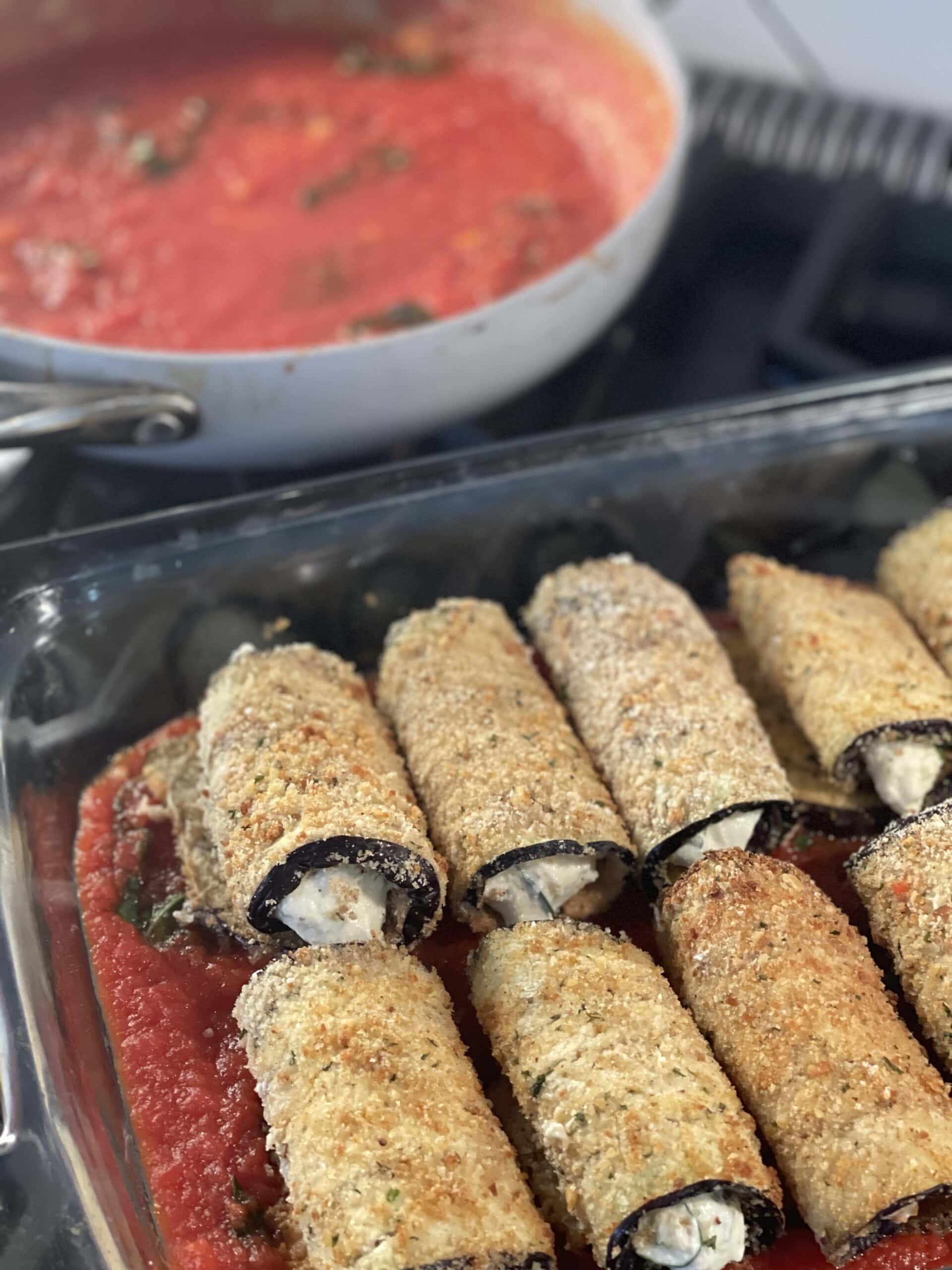 Air Fried Eggplant Rollatini Sweet Savory and Steph