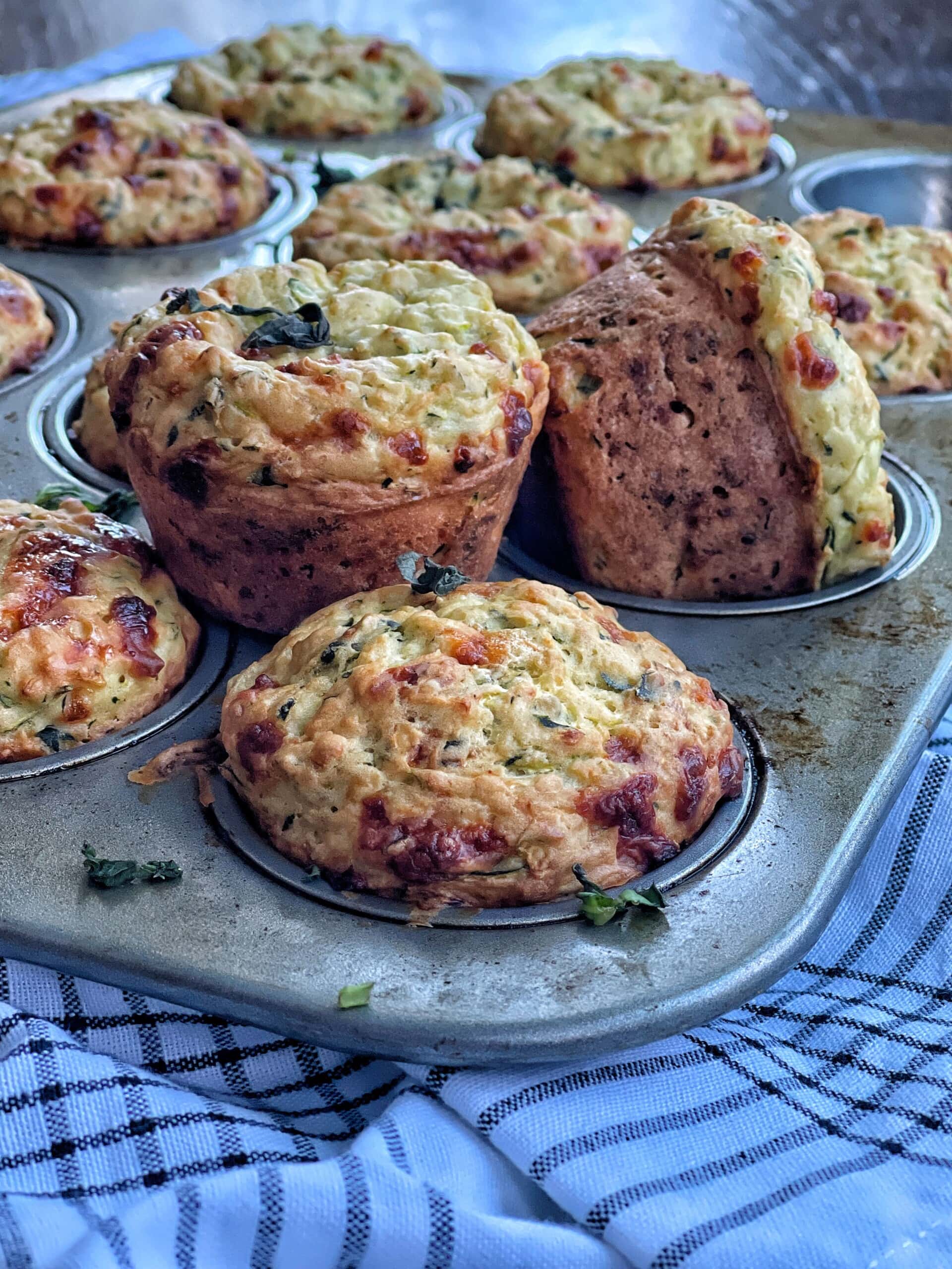 Savory Cheesy Zucchini Muffins - Sweet Savory and Steph