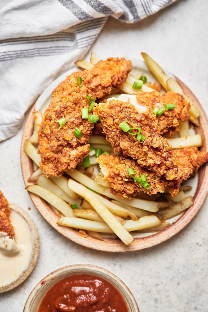 Cornflake Crusted Chicken Tenders with Honey Mustard Sweet Savory and Steph