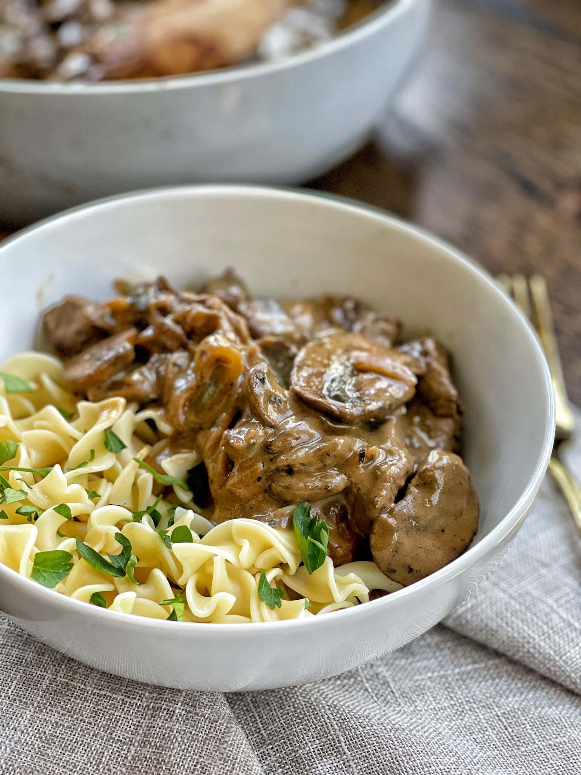 healthy beef stroganoff