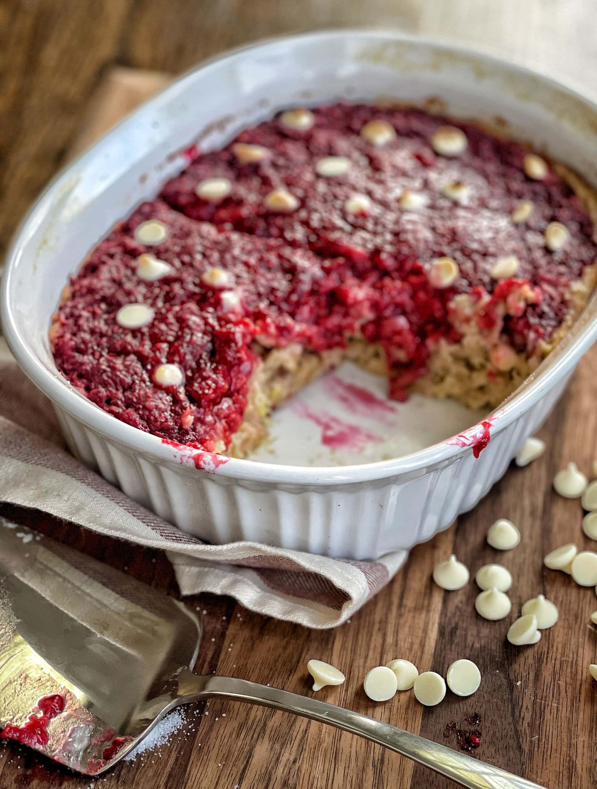 raspberry white chocolate baked oatmeal