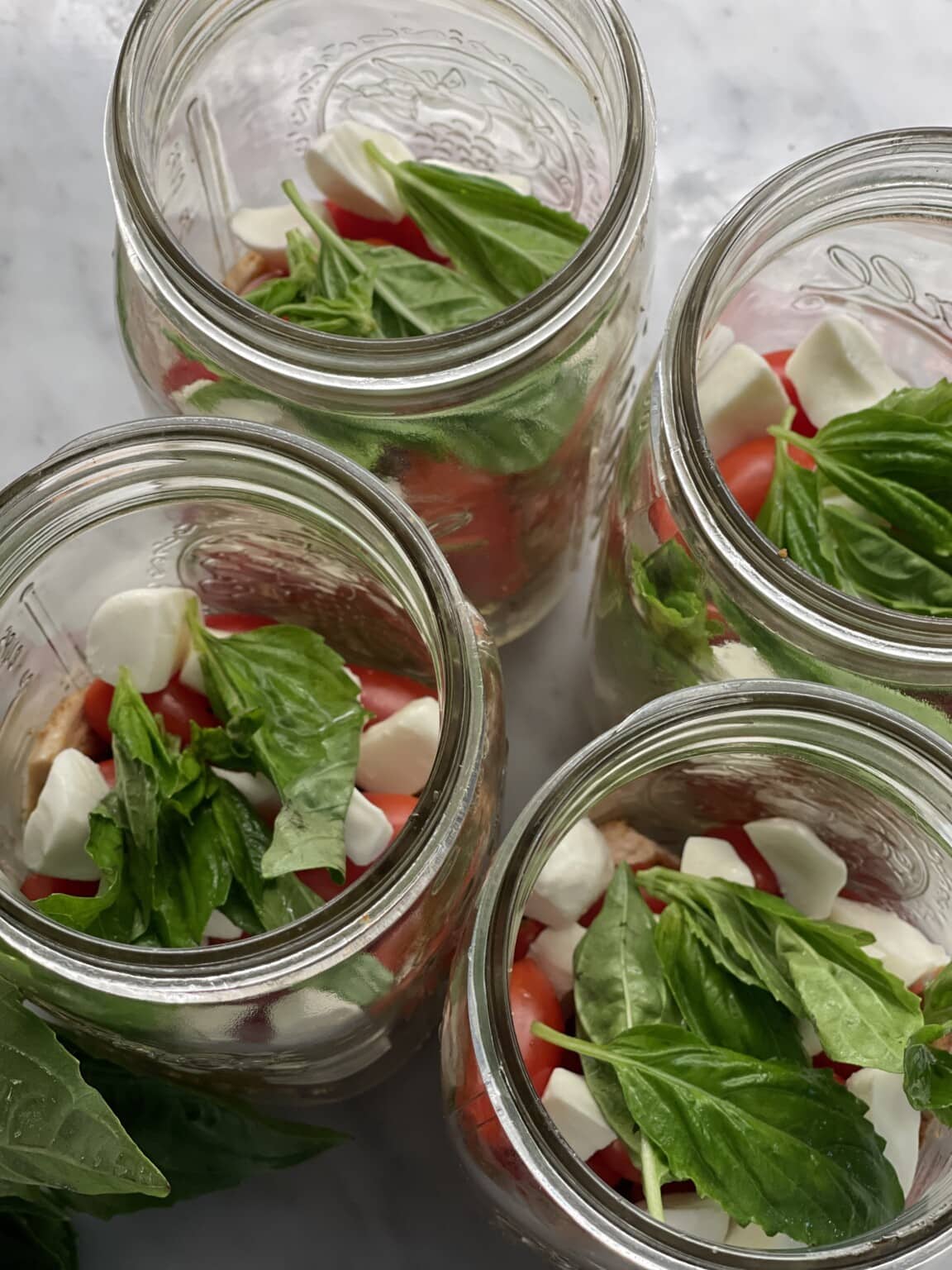 Caprese Mason Jar Salads Sweet Savory and Steph