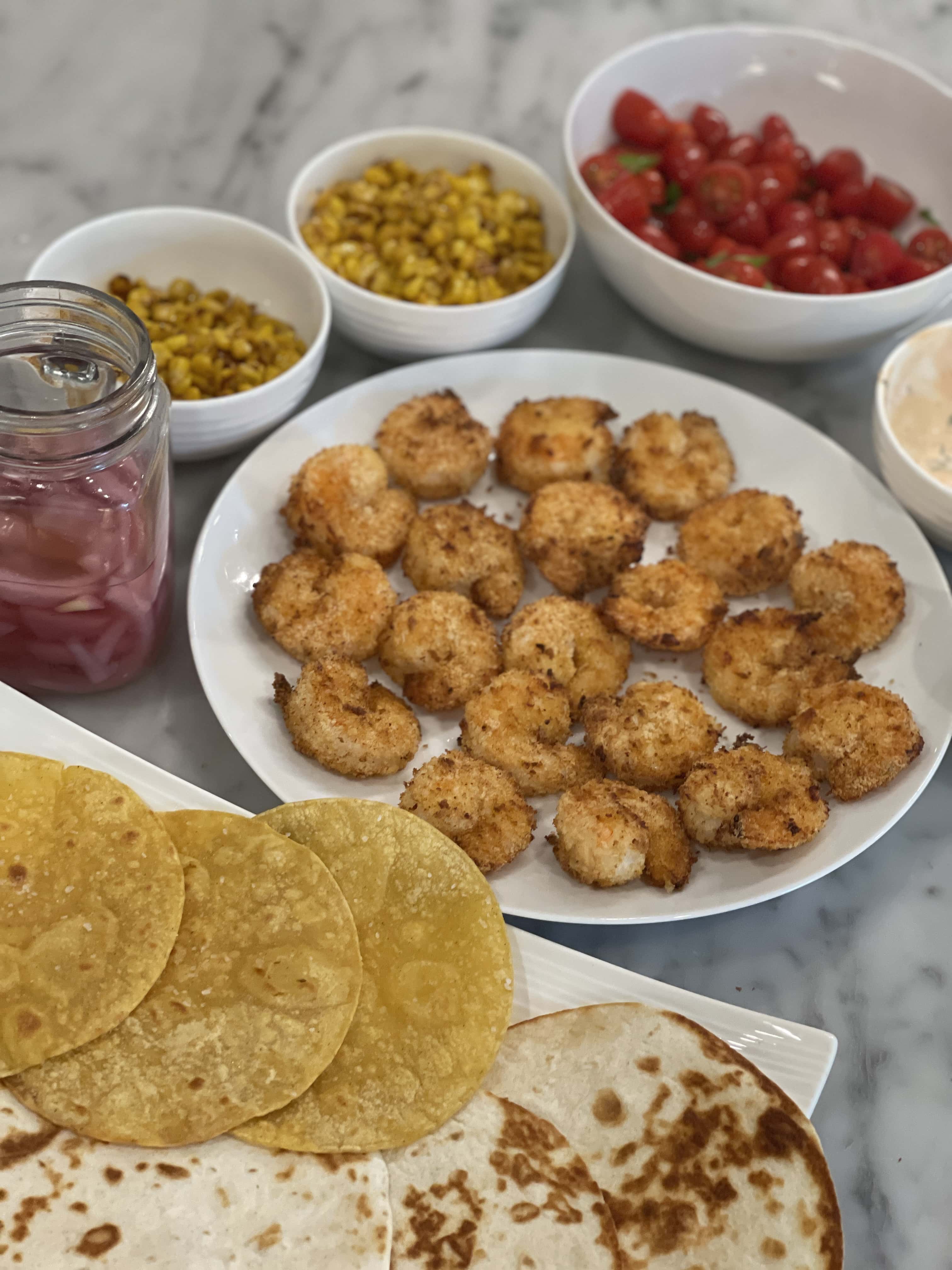 Air Fried Crispy Shrimp Tacos - Sweet Savory and Steph