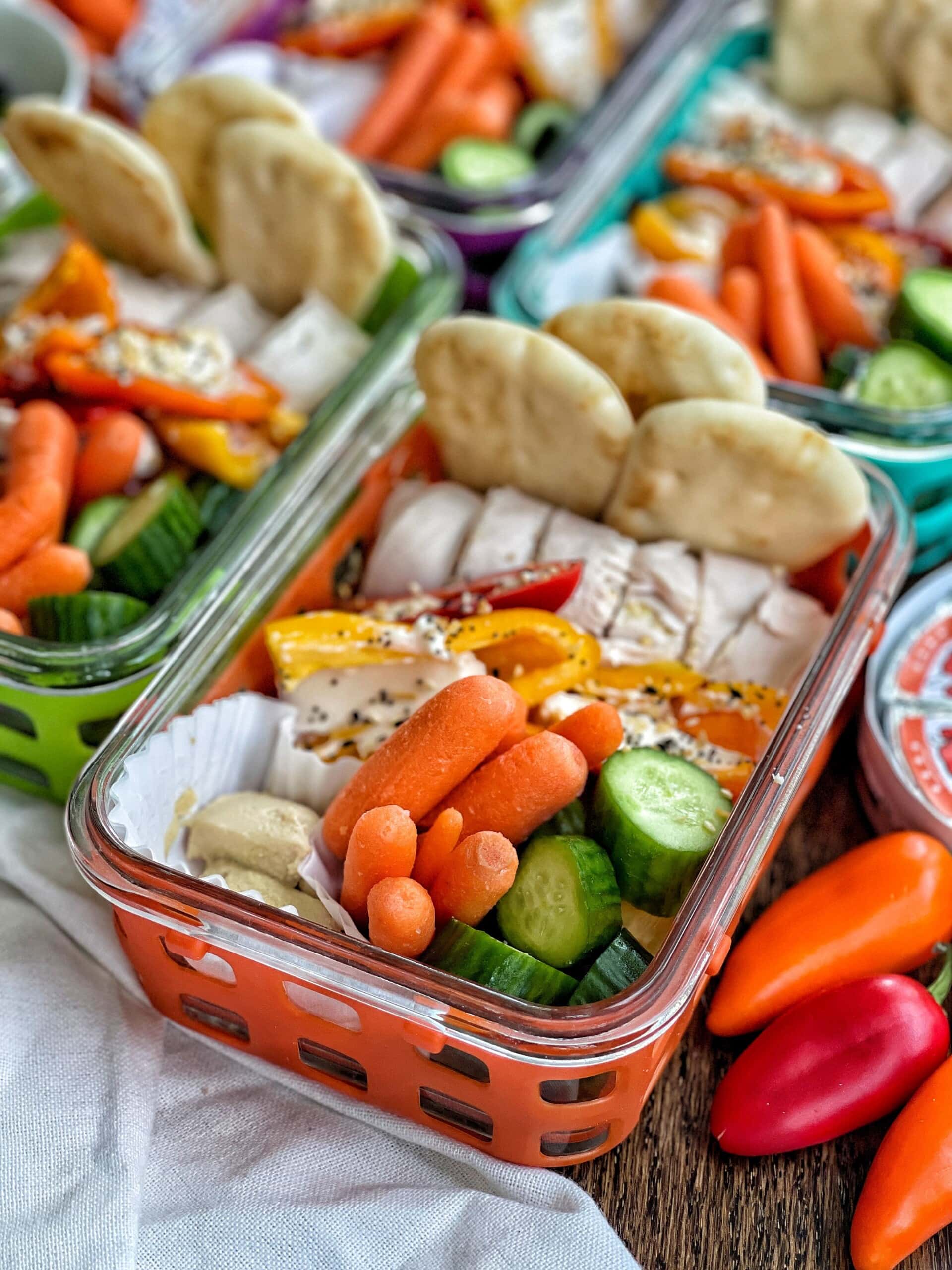 Cucumber Salad, Hummus & Pita Bento Box Lunch