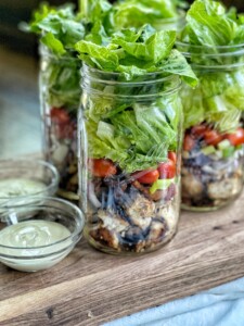 chicken club mason jar salads
