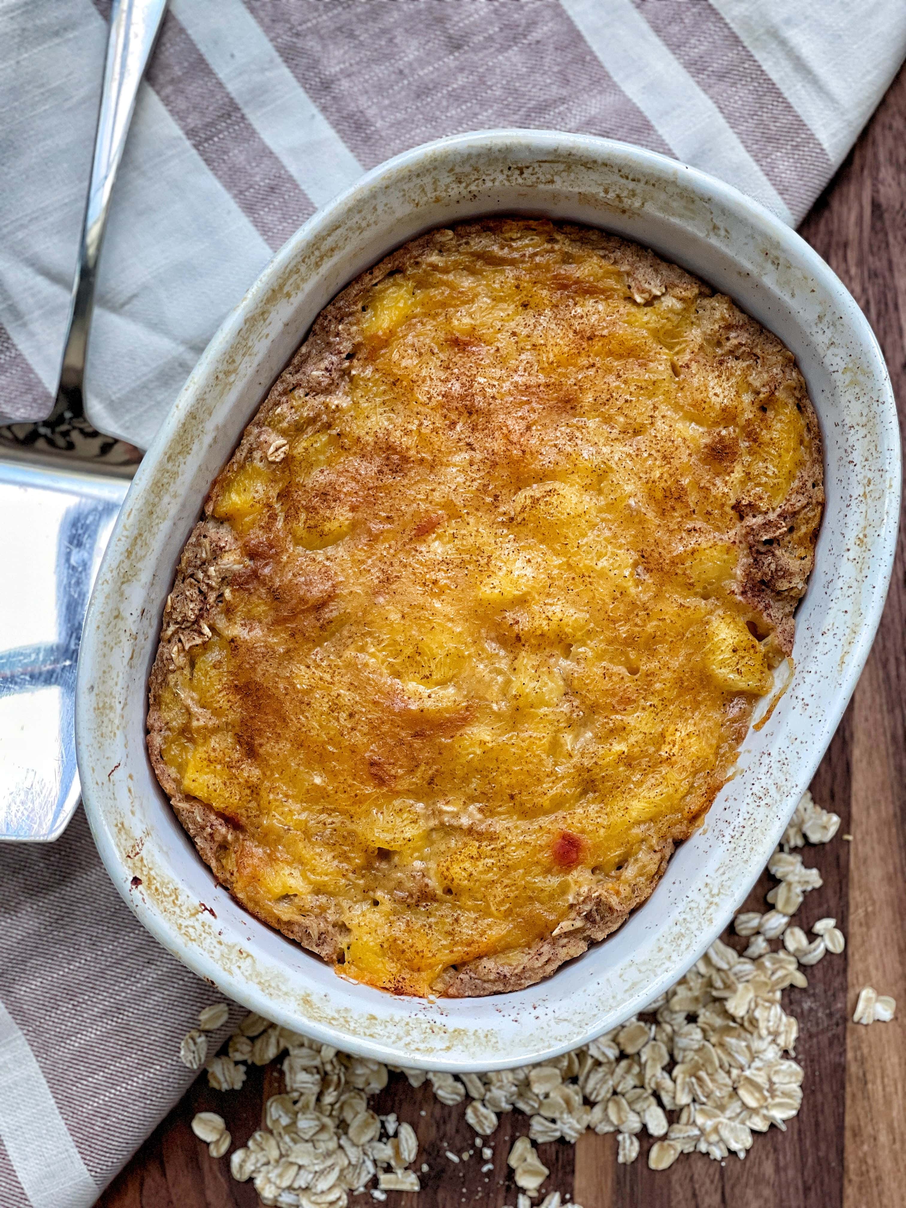Peach Baked Oatmeal Sweet Savory and Steph