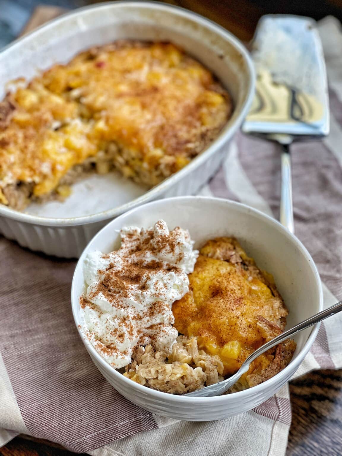 Peach Baked Oatmeal Sweet Savory and Steph