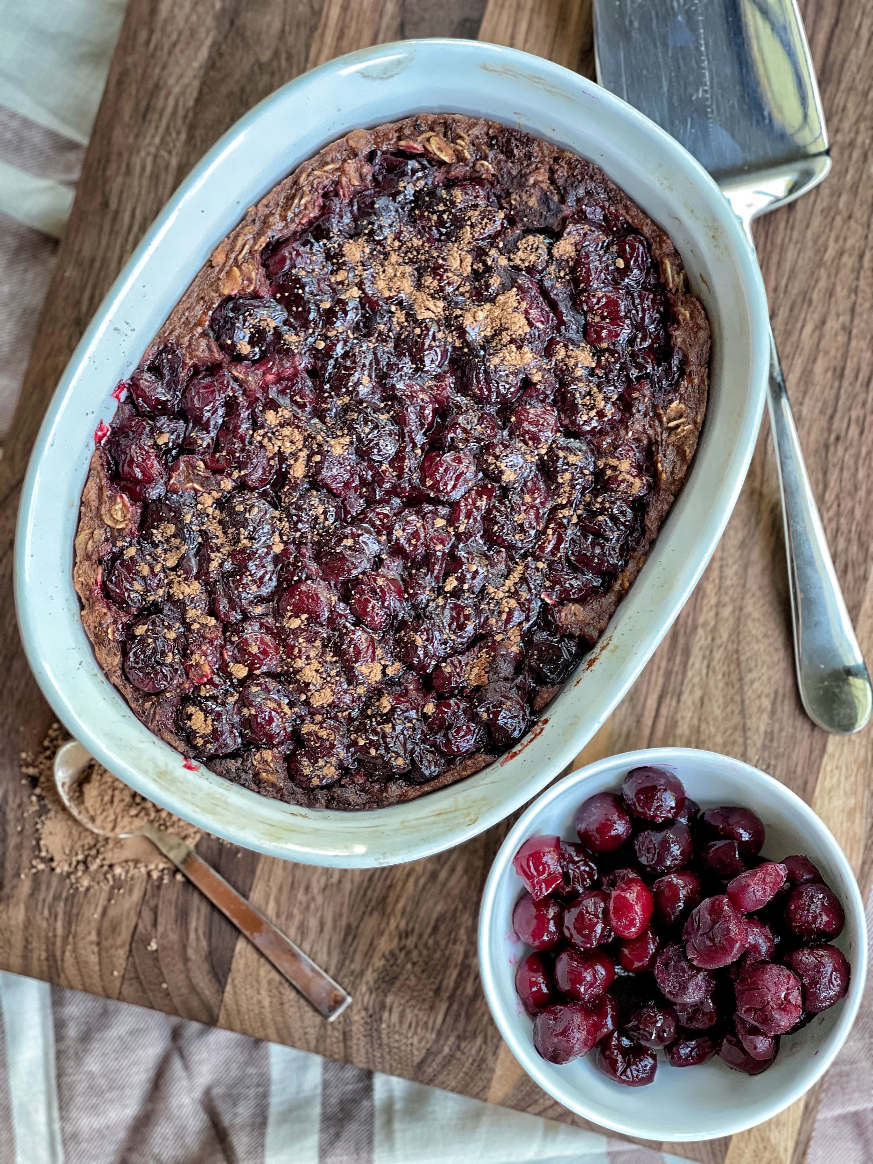 Dark Chocolate Cherry Baked Oatmeal Sweet Savory and Steph