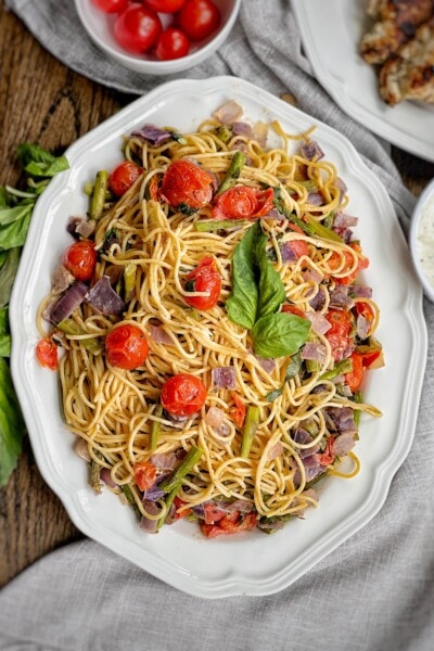 spaghetti with roasted vegetables