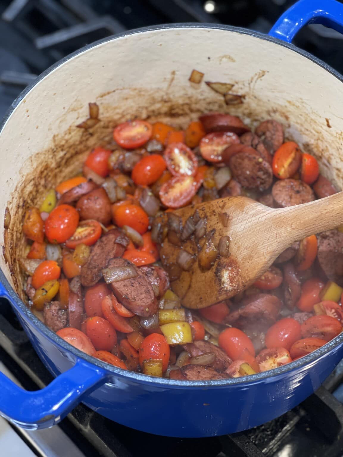 One Pot Sausage, Shrimp and Rice - Sweet Savory and Steph