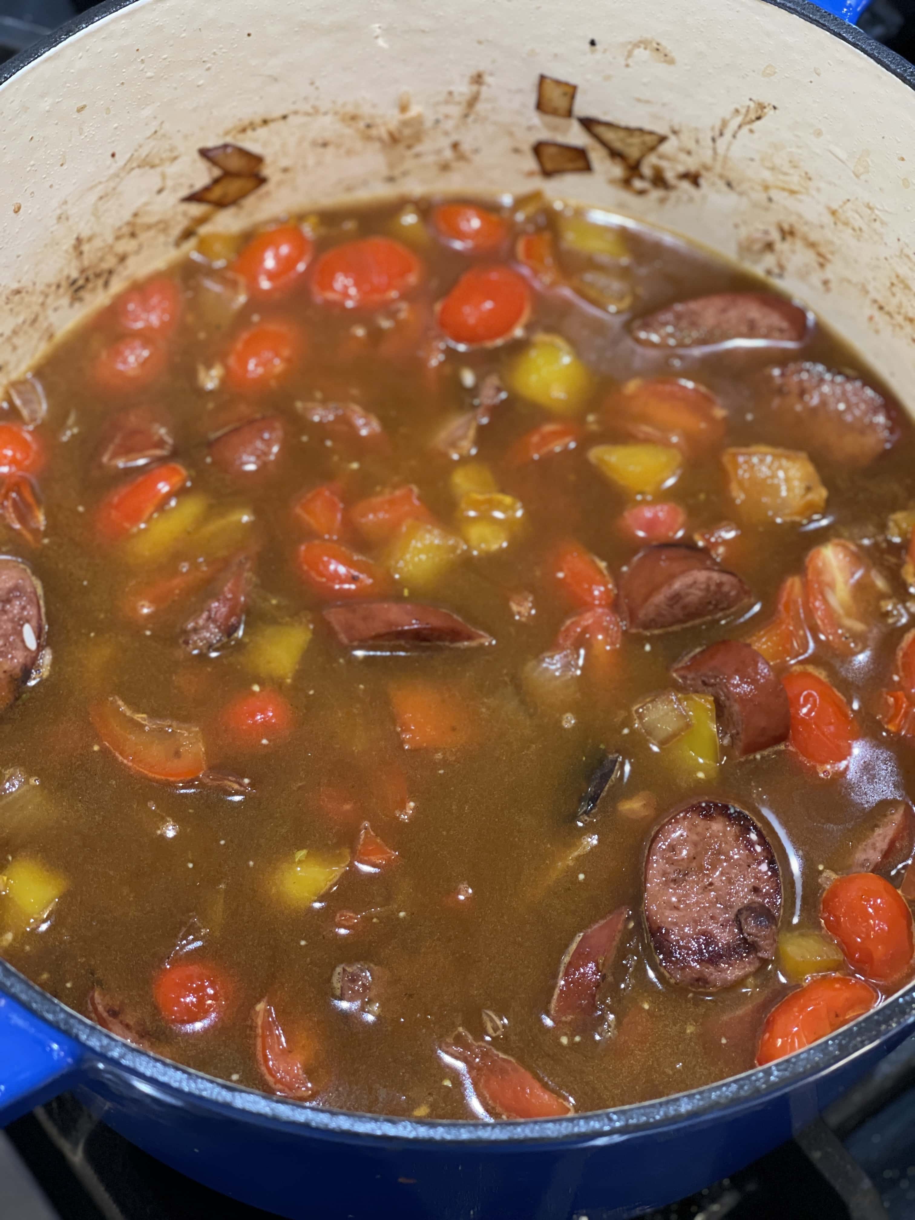 One Pot Sausage, Shrimp and Rice - Sweet Savory and Steph