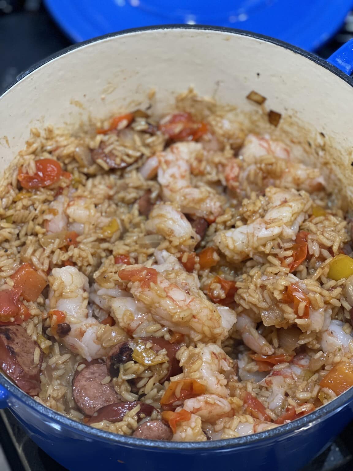 One Pot Sausage, Shrimp and Rice - Sweet Savory and Steph
