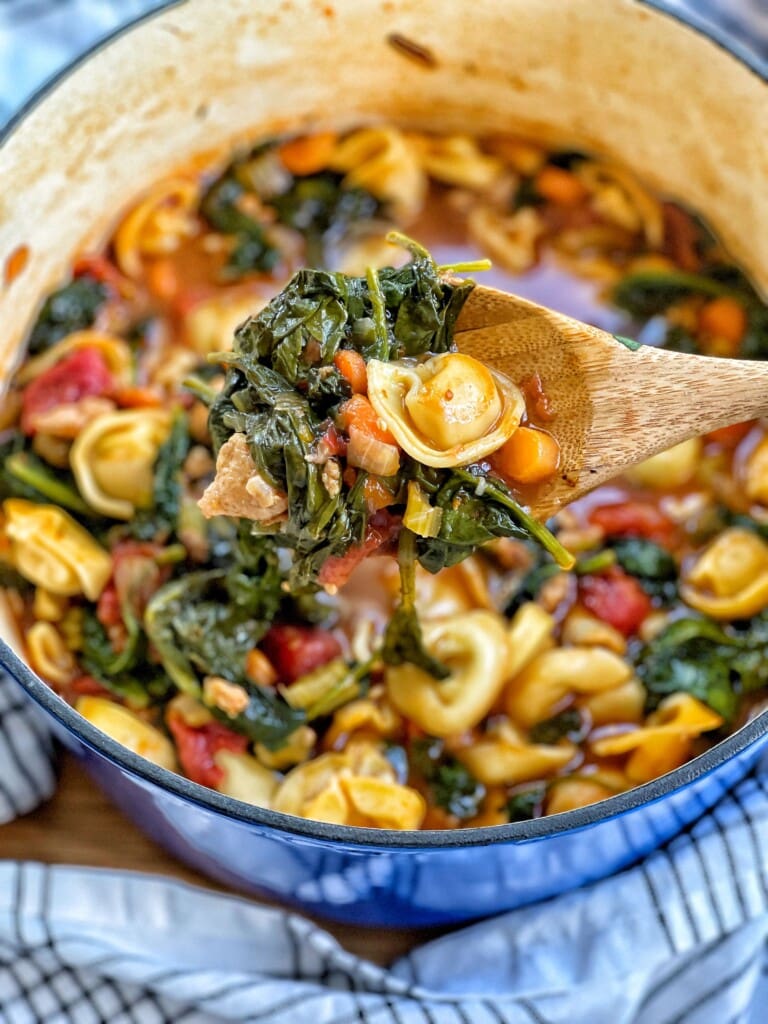 tortellini soup with chicken sausage and spinach
