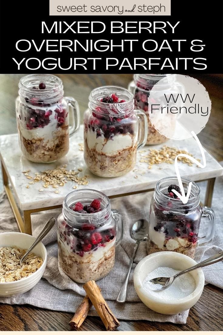 Mixed Berry Overnight Oat and Yogurt Parfaits Sweet Savory and Steph