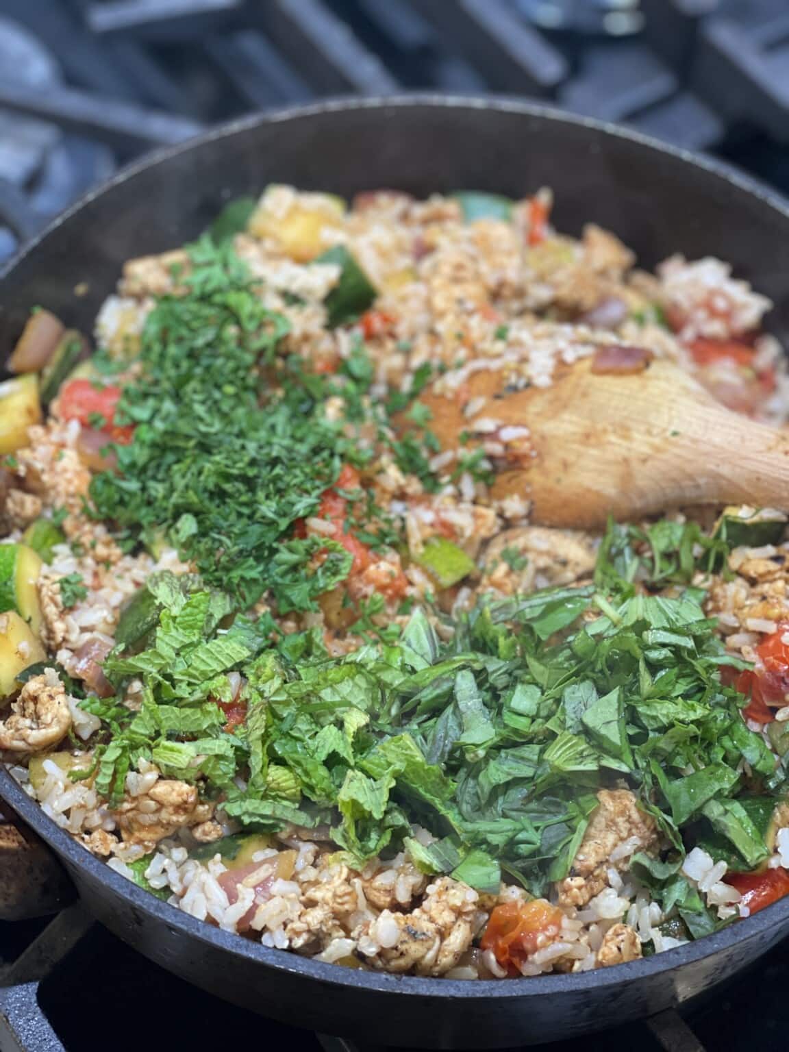 Greek Chicken and Rice Skillet Sweet Savory and Steph