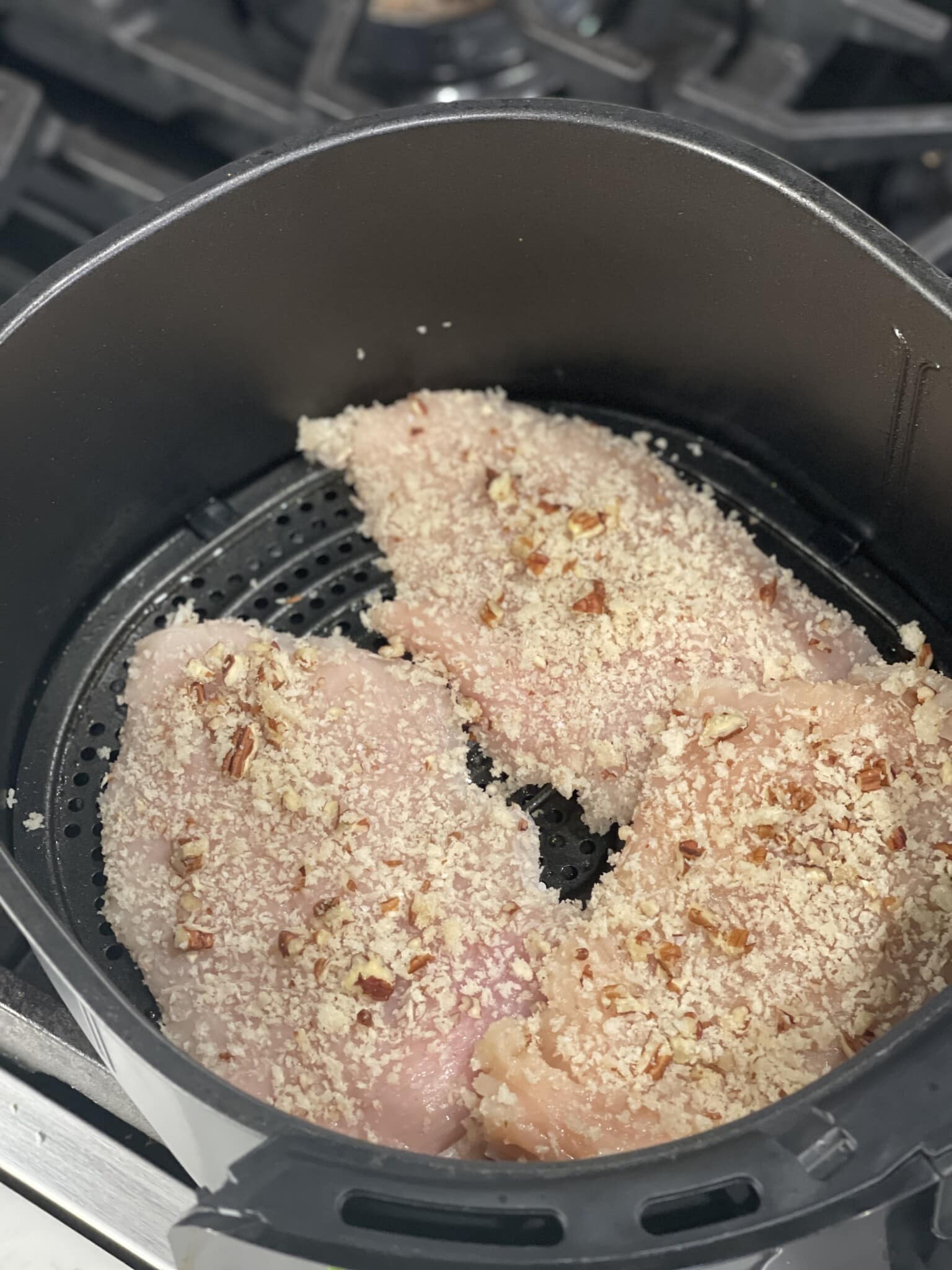 Air Fried Pecan Crusted Chicken with Maple Honey Mustard Sweet Savory