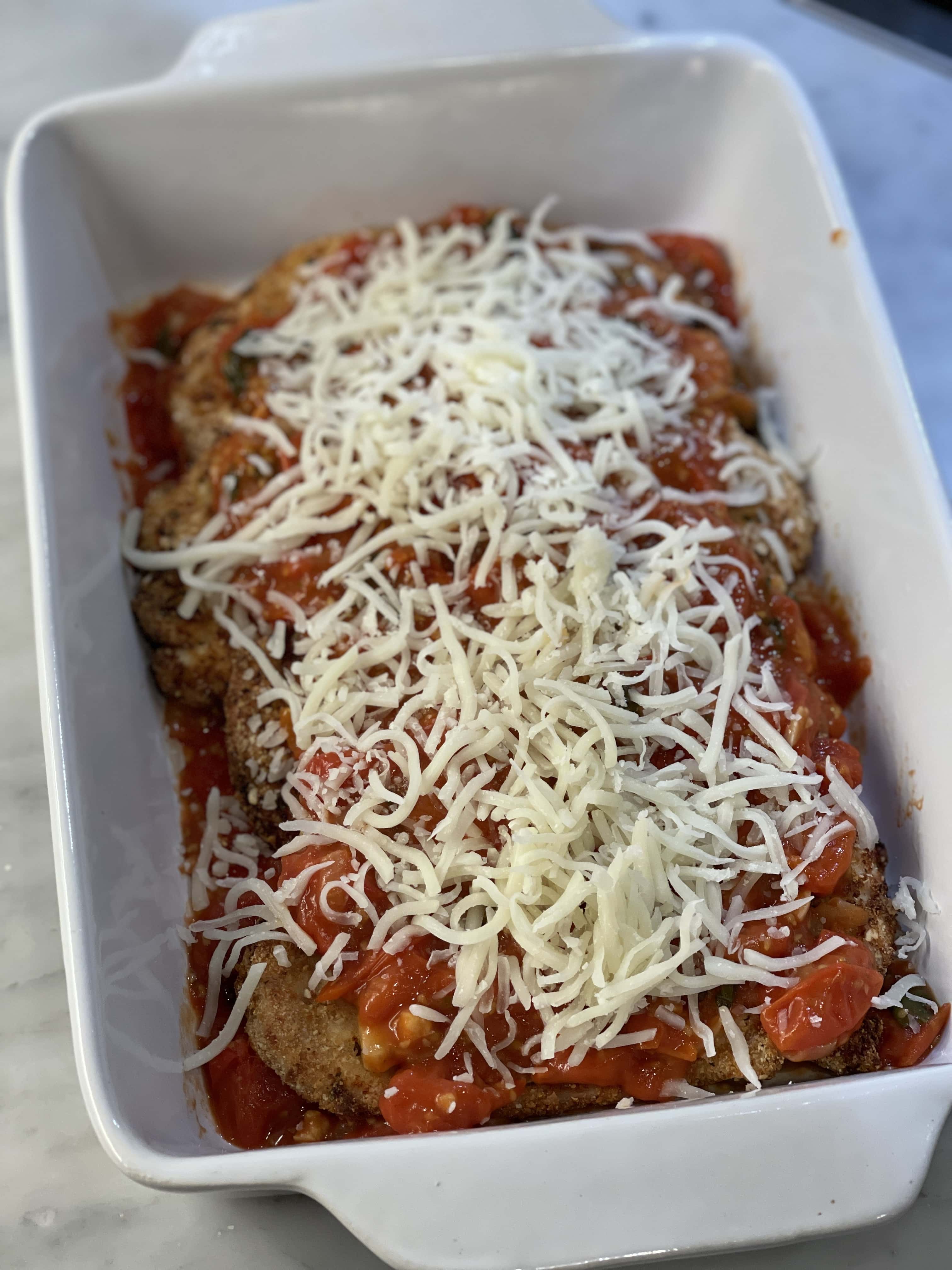 Air Fried Chicken Parm with Fresh Tomato Sauce Sweet Savory and Steph