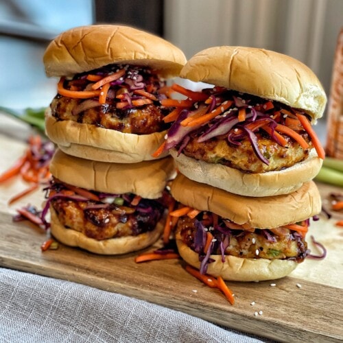 air fried chicken burgers with slaw