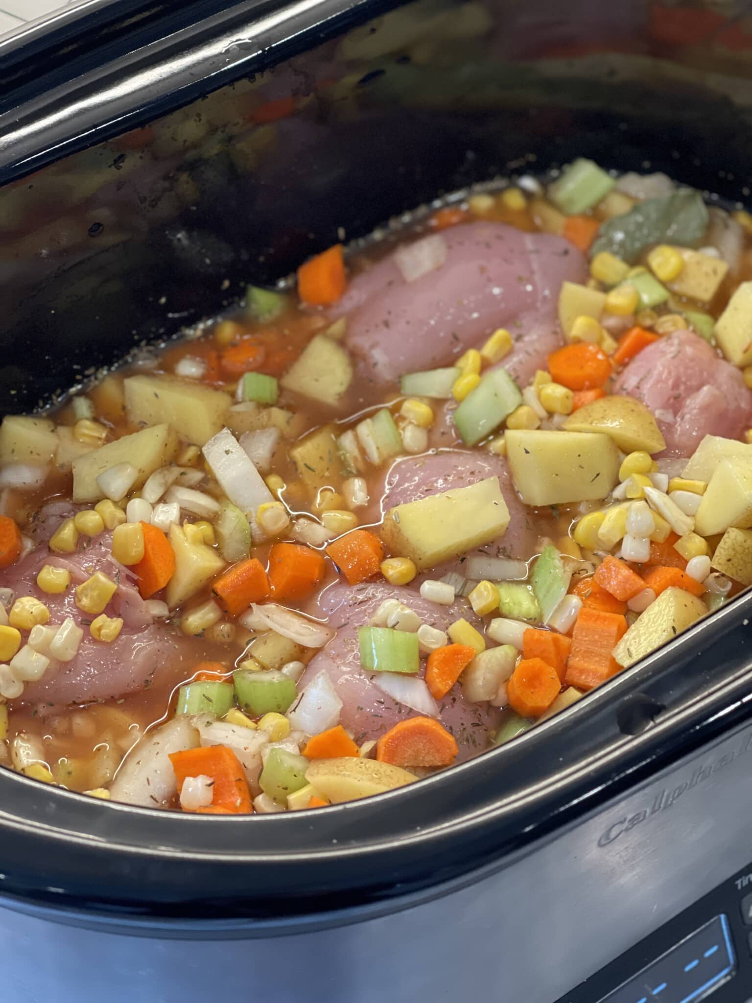 Slow Cooker Creamy Chicken and Corn Soup Sweet Savory and Steph