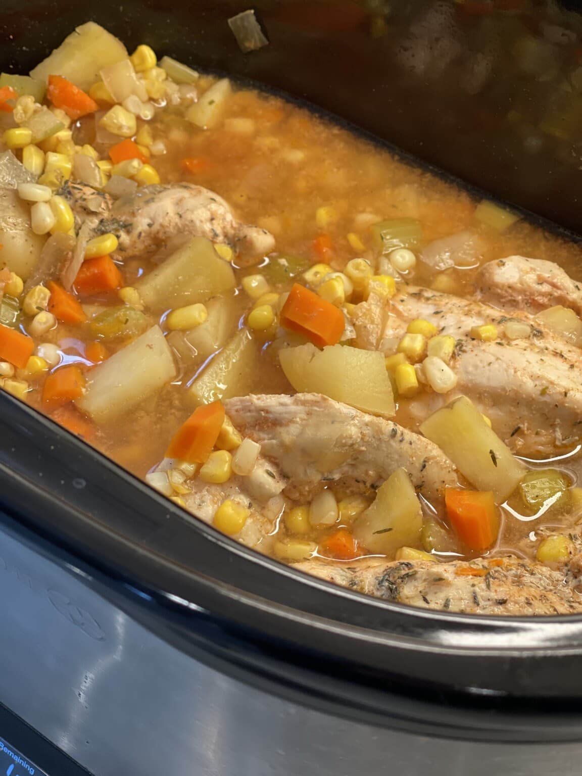 Slow Cooker Creamy Chicken and Corn Soup Sweet Savory and Steph