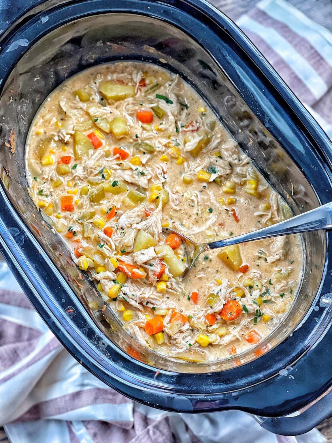 Slow Cooker Creamy Chicken and Corn Soup Sweet Savory and Steph