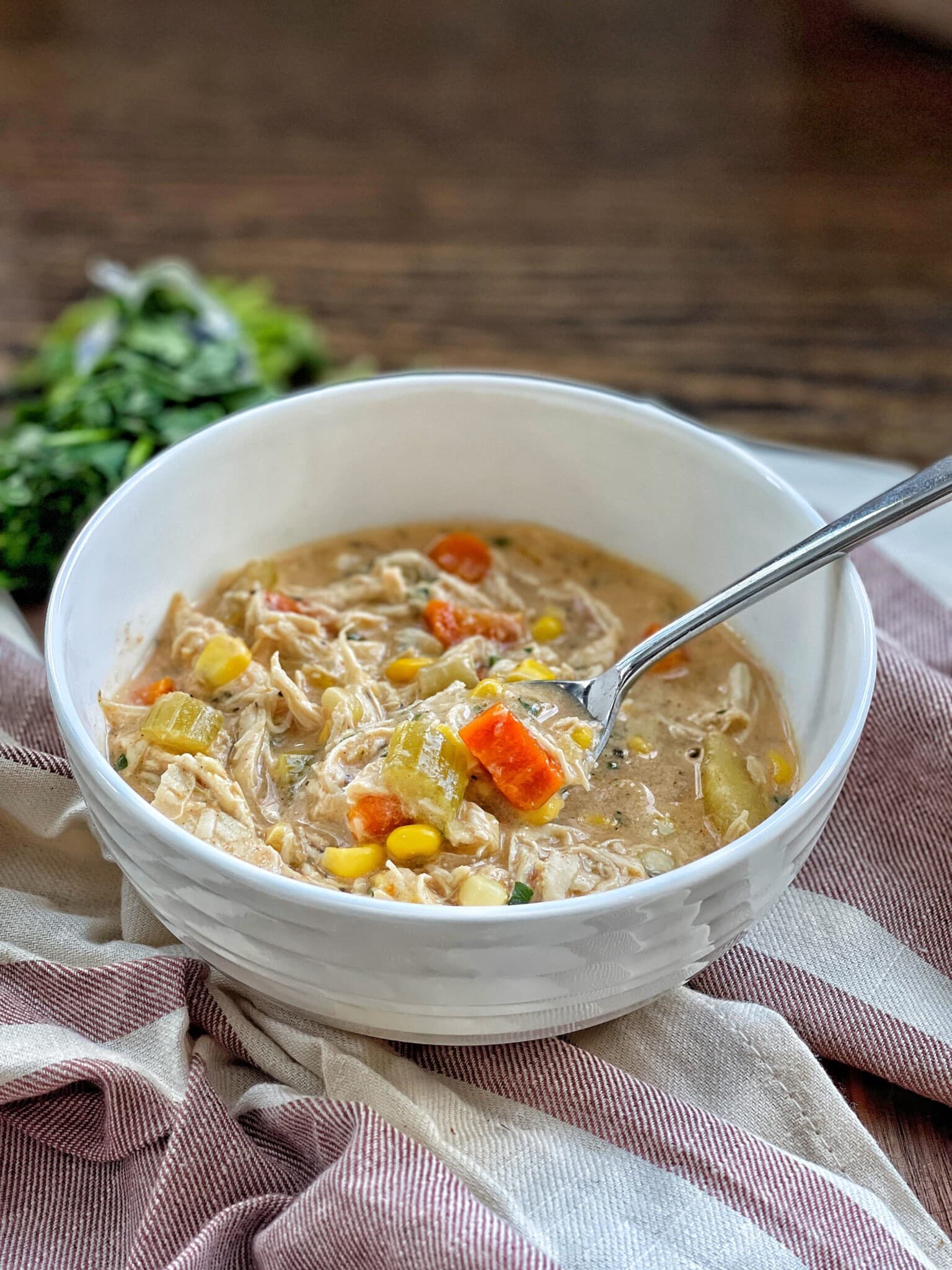 Slow Cooker Creamy Chicken and Corn Soup Sweet Savory and Steph