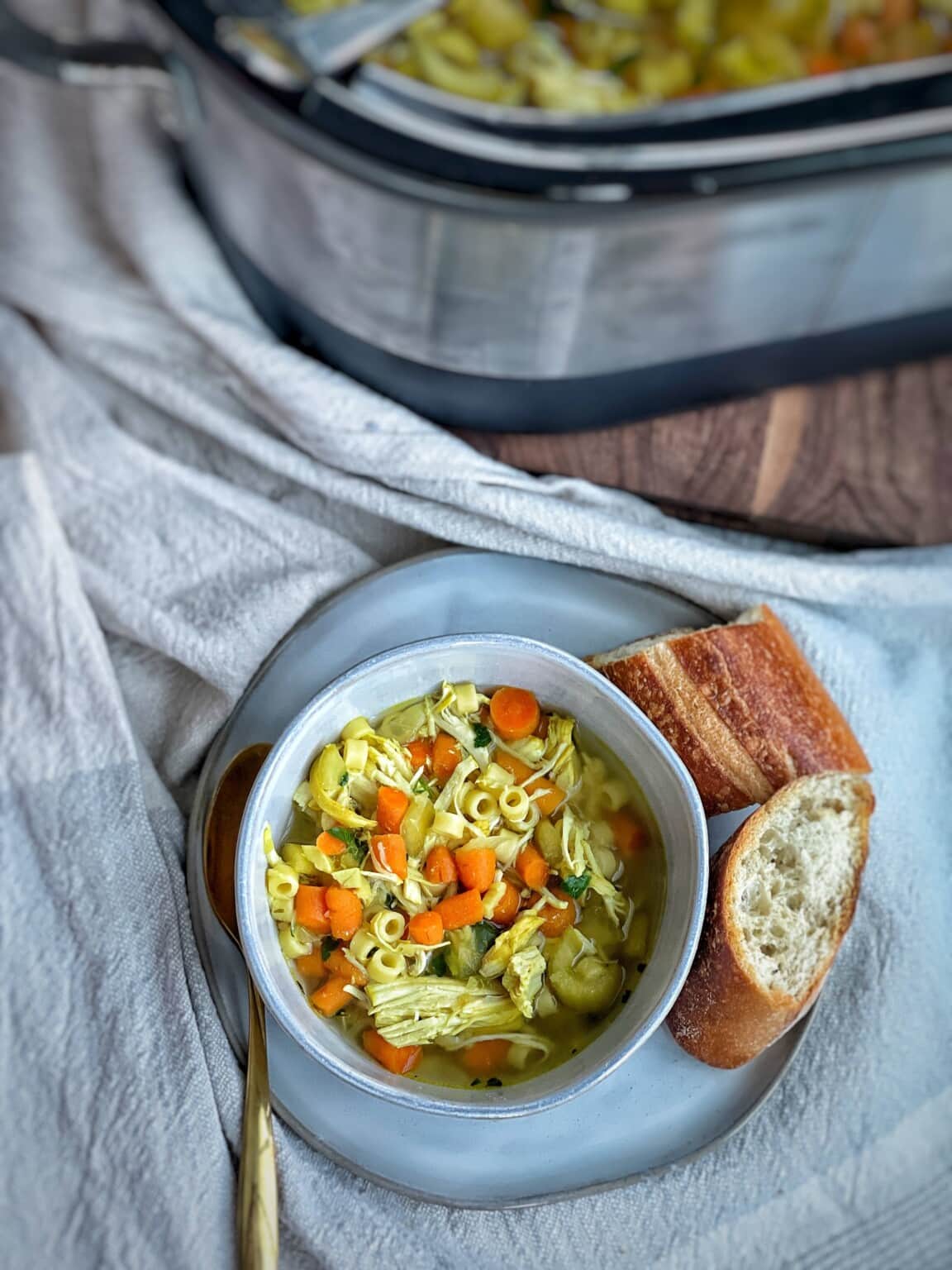 Slow Cooker Healthy Chicken Soup Sweet Savory and Steph
