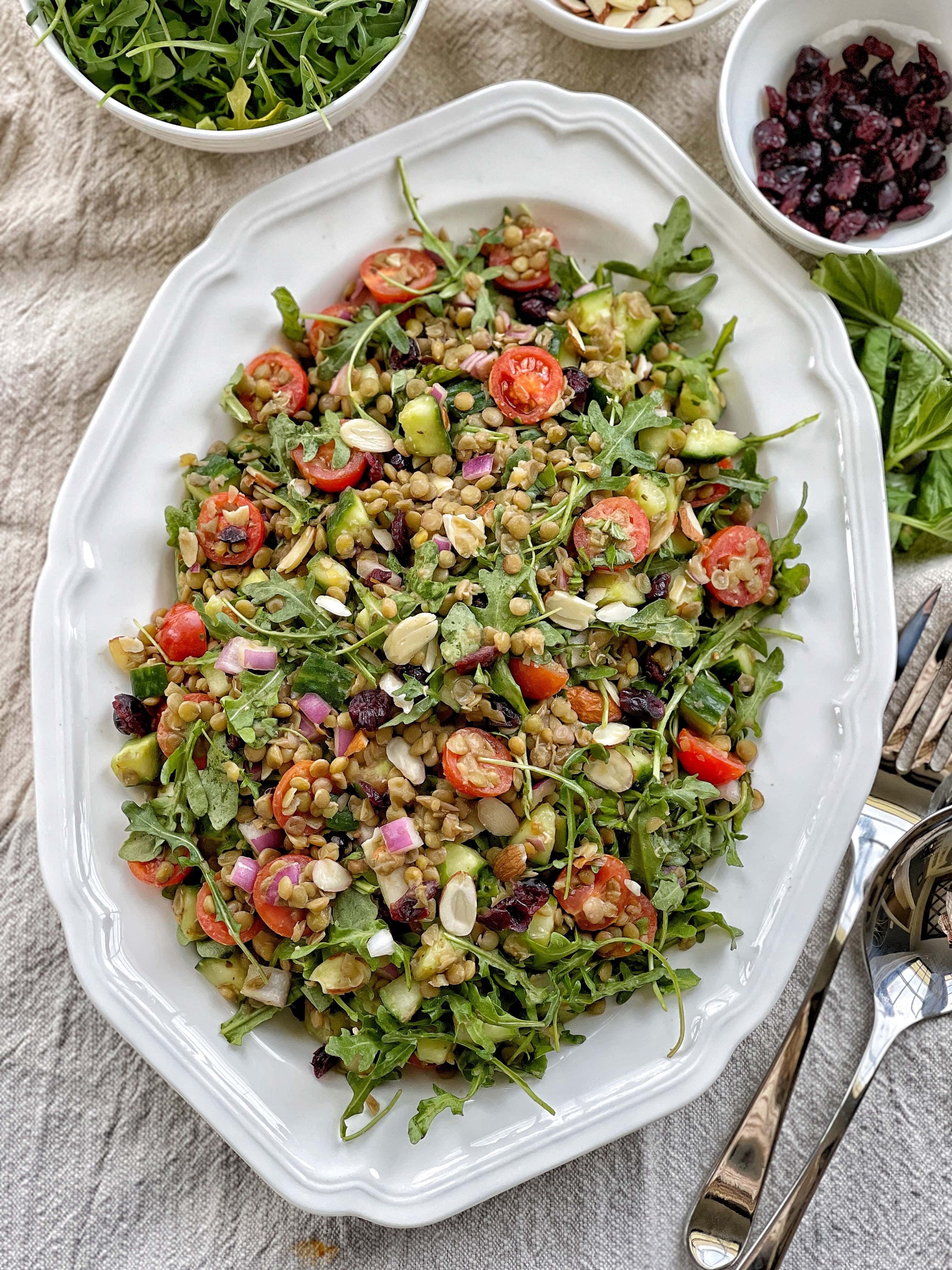 Healthy Lentil Salad with Arugula Sweet Savory and Steph