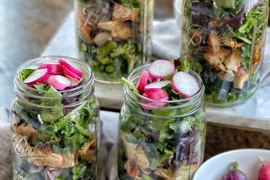 spring mason jar salads