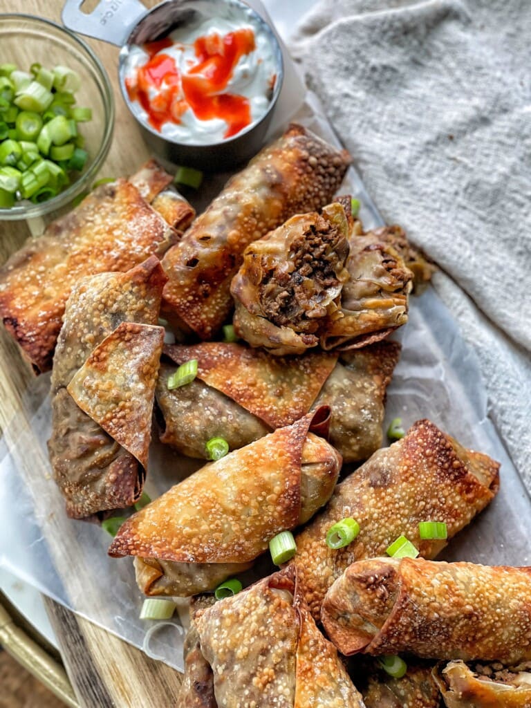 air fried philly cheesesteak egg rolls