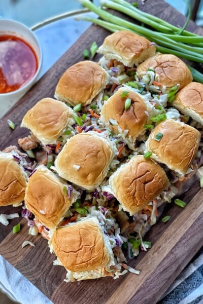 Slow Cooker Buffalo Chicken Sliders with Pickle Slaw