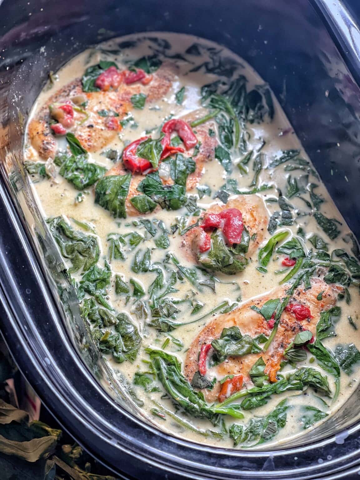 Light Slow Cooker Florentine Chicken Sweet Savory and Steph