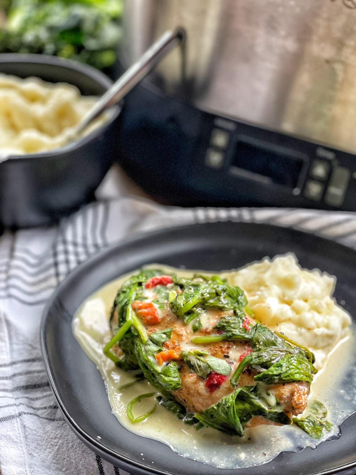 Light Slow Cooker Florentine Chicken Sweet Savory and Steph