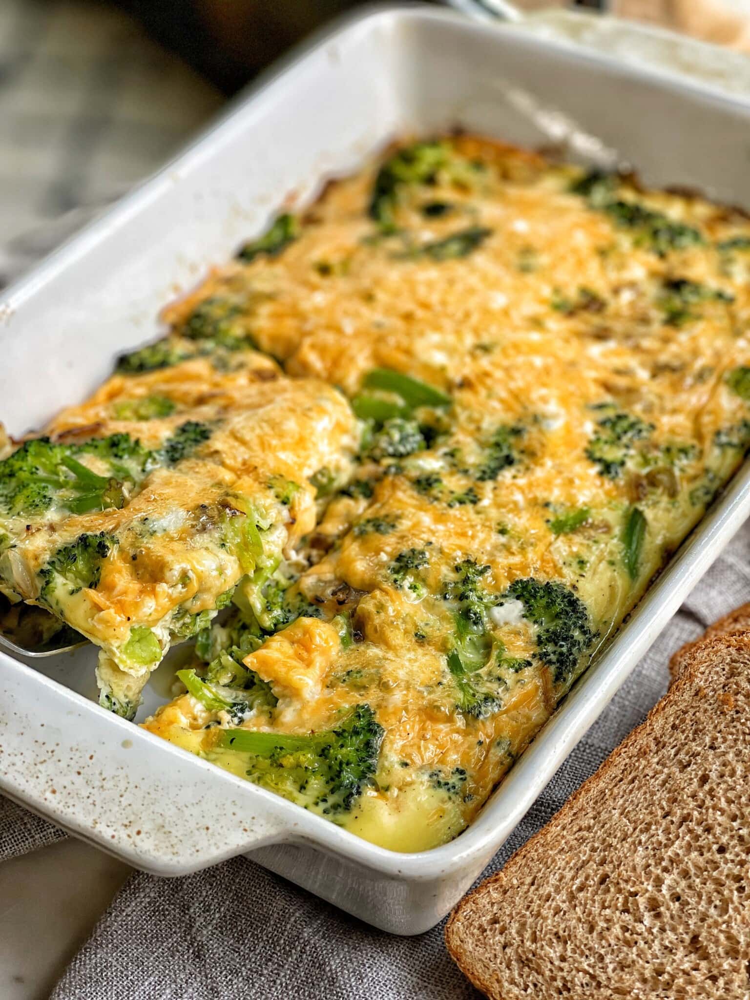 Lighter Broccoli Cheddar Egg Bake Sweet Savory and Steph
