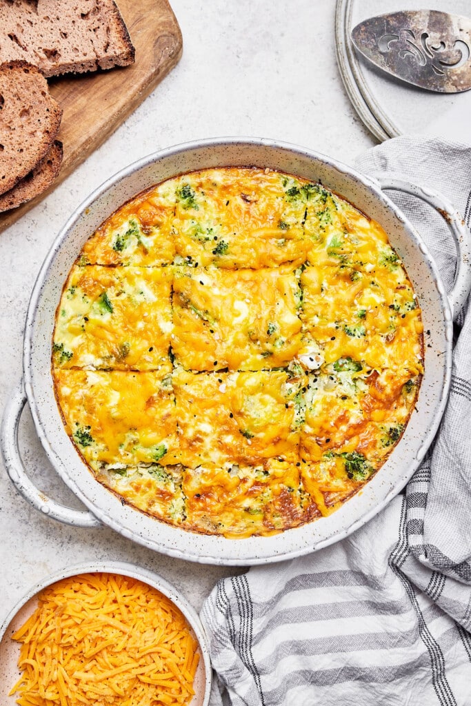 Lighter Broccoli Cheddar Egg Bake Sweet Savory and Steph