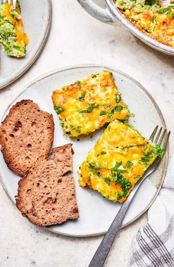 Lighter Broccoli Cheddar Egg Bake Sweet Savory and Steph