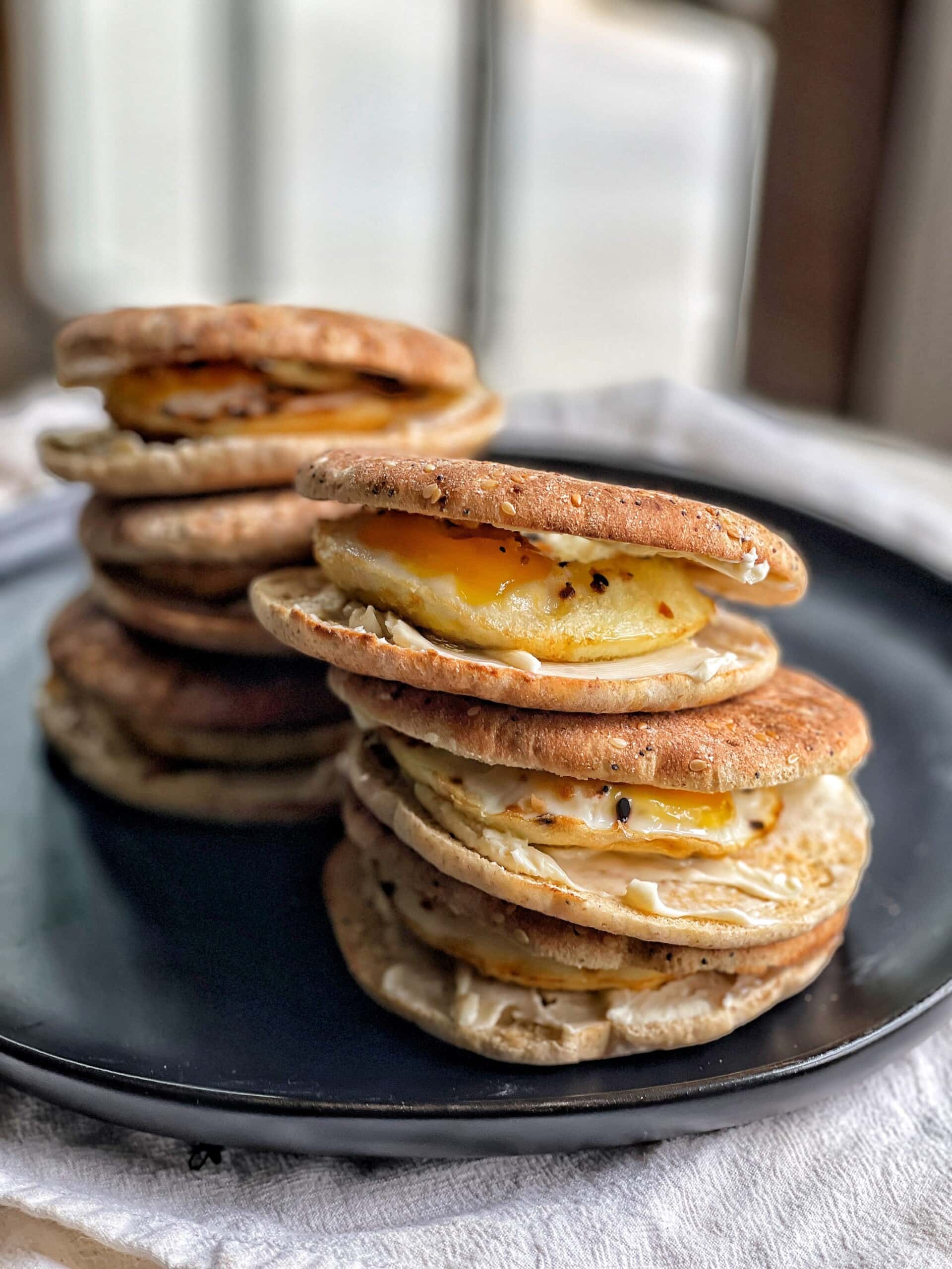 Low Calorie Bagel Thin Egg Sandwiches - Sweet Savory and Steph