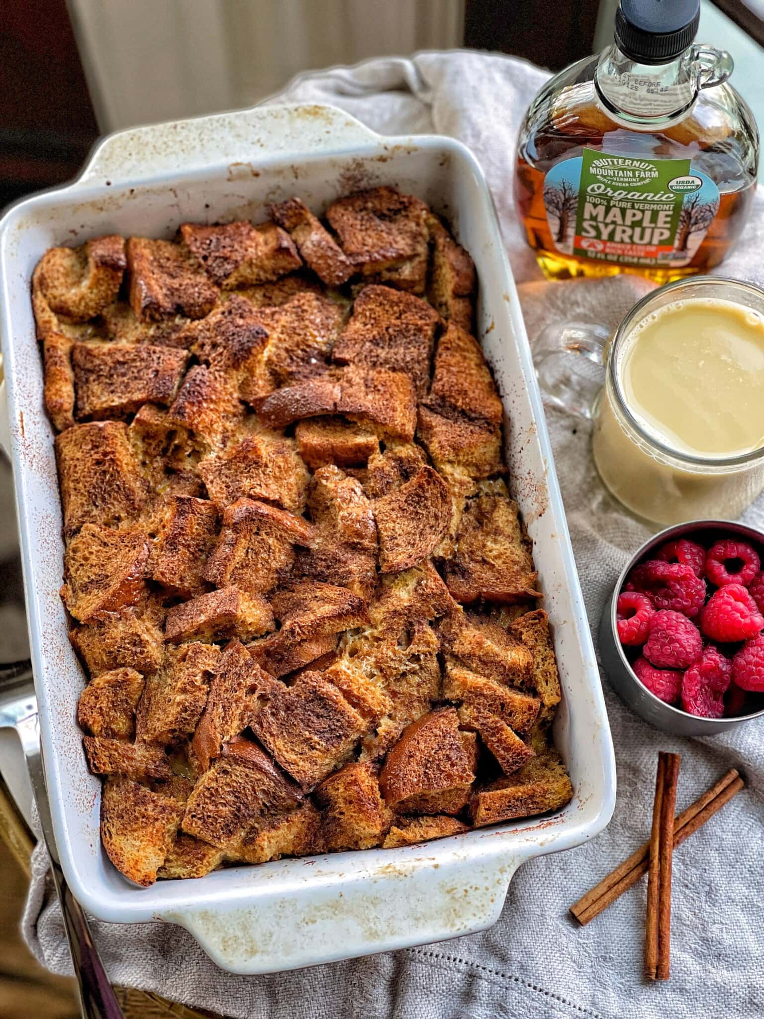 Lightened-Up Holiday Spiced French Toast Bake - Sweet Savory and Steph