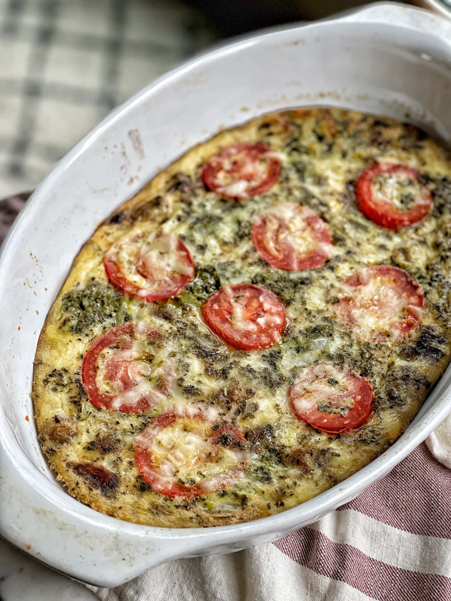 Healthy Tomato Pesto Egg Bake Sweet Savory and Steph